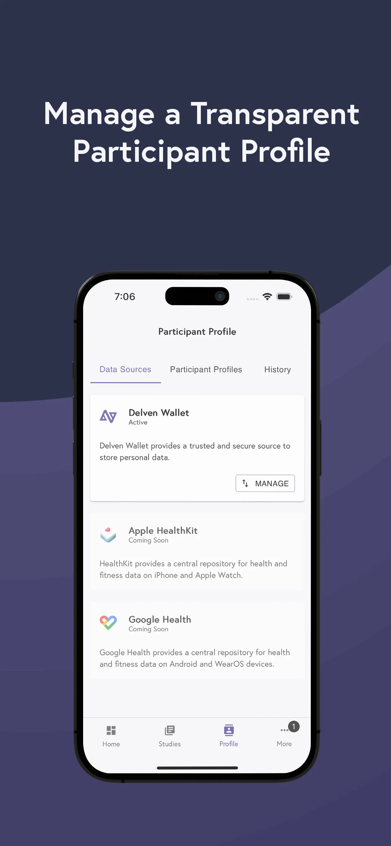 Delven app mockup