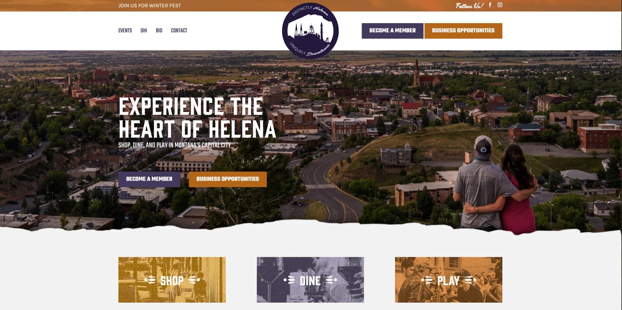website homepage for downtown helena